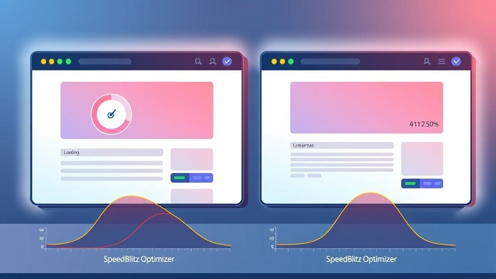 مقارنة أداء موقع قبل وبعد استخدام SpeedBlitz Optimizer