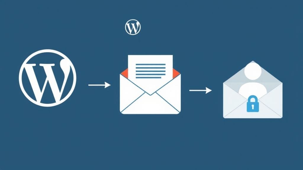 رسم توضيحي لتسليم بريد إلكتروني آمن باستخدام WP Mail SMTP.