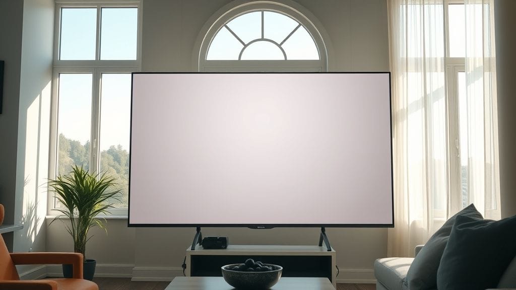 شاشة LG M5 OLED 2025 مقاومة للوهج في غرفة مشرقة.