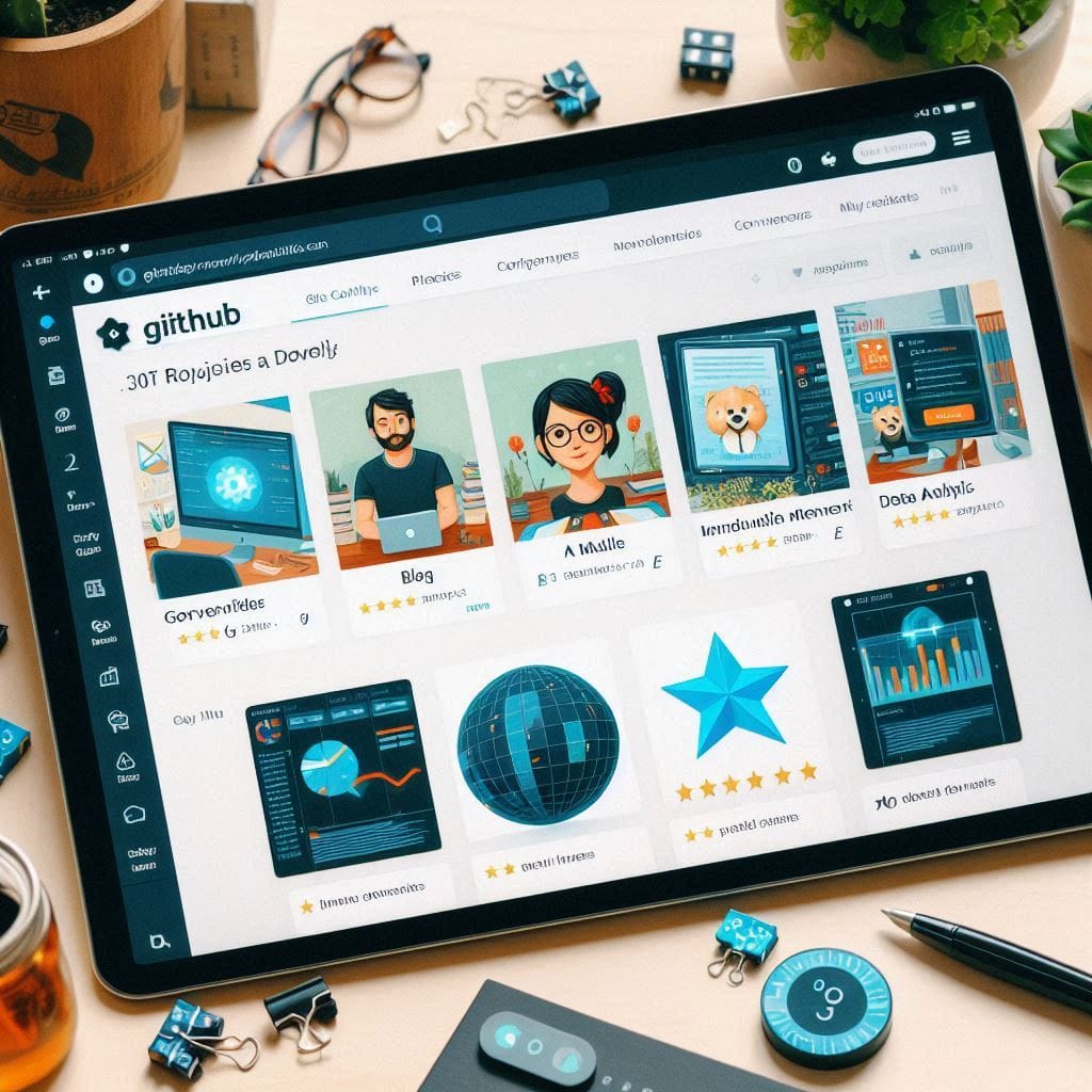 ملف شخصي على GitHub يعرض مشاريع برمجية متنوعة